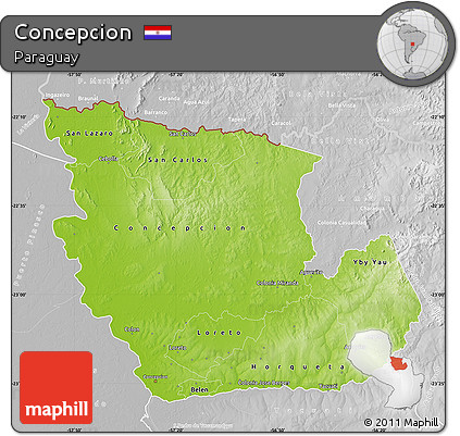 Physical Map of Concepcion, lighten, desaturated