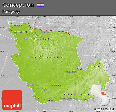 Physical Map of Concepcion, lighten, desaturated