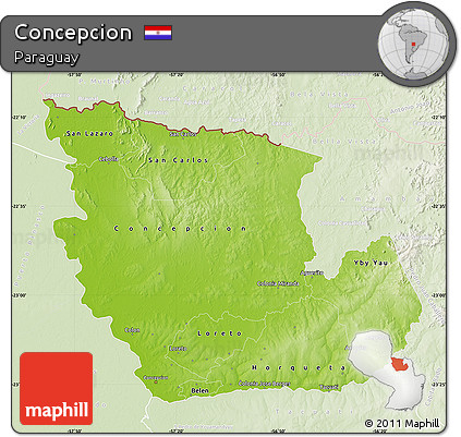 Physical Map of Concepcion, lighten