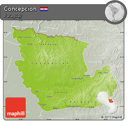 Physical Map of Concepcion, lighten, semi-desaturated