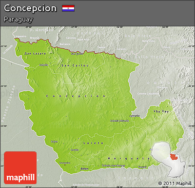 Physical Map of Concepcion, lighten, semi-desaturated