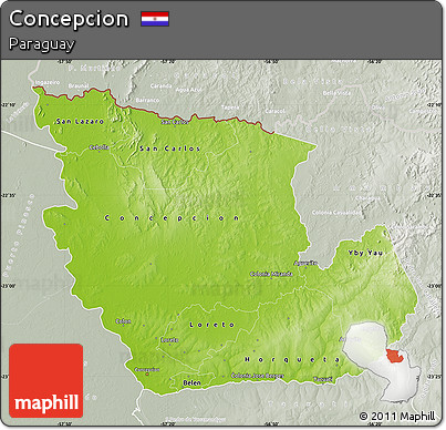 Physical Map of Concepcion, lighten, semi-desaturated
