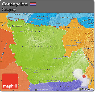 Physical Map of Concepcion, political shades outside