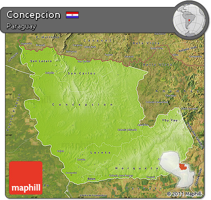 Physical Map of Concepcion, satellite outside