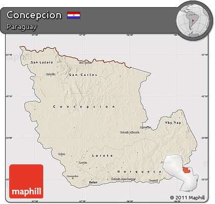 Shaded Relief Map of Concepcion, cropped outside