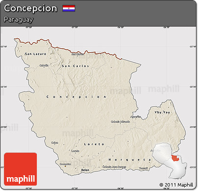 Shaded Relief Map of Concepcion, cropped outside