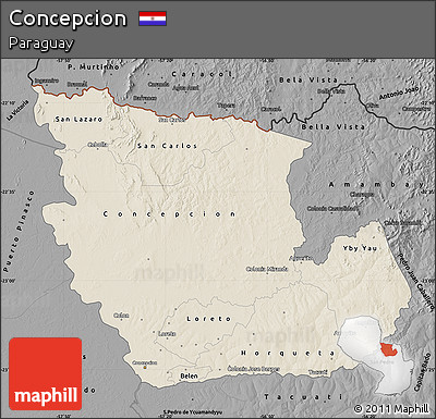 Shaded Relief Map of Concepcion, darken, desaturated