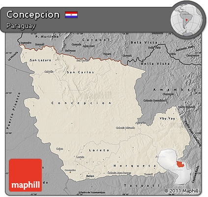Shaded Relief Map of Concepcion, darken, desaturated
