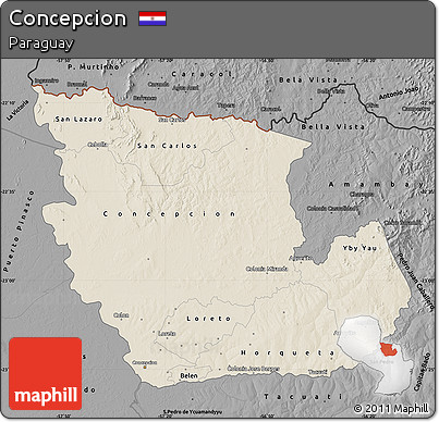 Shaded Relief Map of Concepcion, darken, desaturated