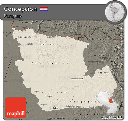 Shaded Relief Map of Concepcion, darken