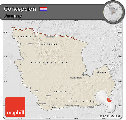Shaded Relief Map of Concepcion, lighten, desaturated