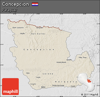 Shaded Relief Map of Concepcion, lighten, desaturated