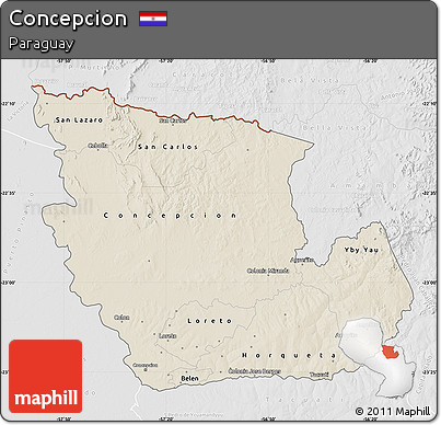 Shaded Relief Map of Concepcion, lighten, desaturated