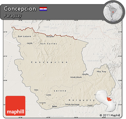 Shaded Relief Map of Concepcion, lighten