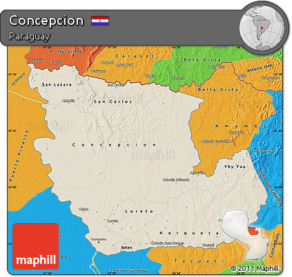 Shaded Relief Map of Concepcion, political outside