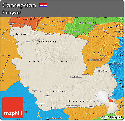 Shaded Relief Map of Concepcion, political outside