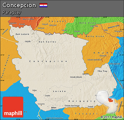Shaded Relief Map of Concepcion, political outside