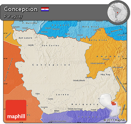 Shaded Relief Map of Concepcion, political shades outside