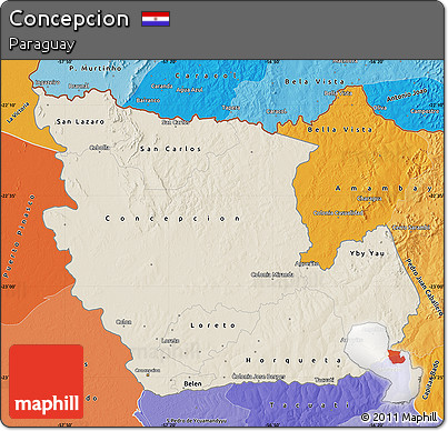 Shaded Relief Map of Concepcion, political shades outside