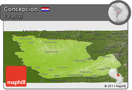 Physical Panoramic Map of Concepcion, darken
