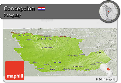 Physical Panoramic Map of Concepcion, lighten, semi-desaturated