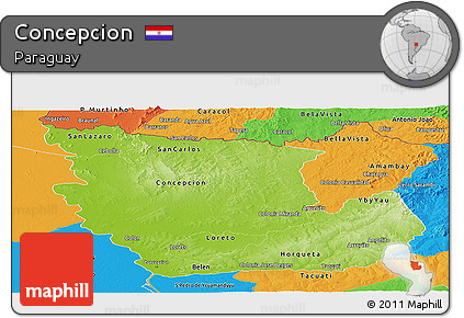 Physical Panoramic Map of Concepcion, political outside