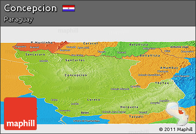 Physical Panoramic Map of Concepcion, political outside