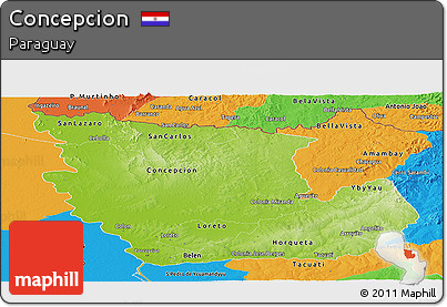 Physical Panoramic Map of Concepcion, political outside