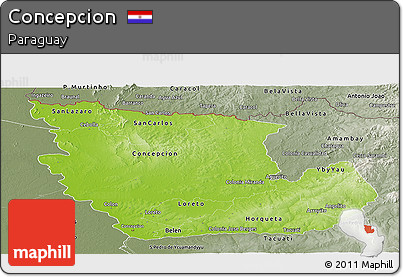 Physical Panoramic Map of Concepcion, semi-desaturated