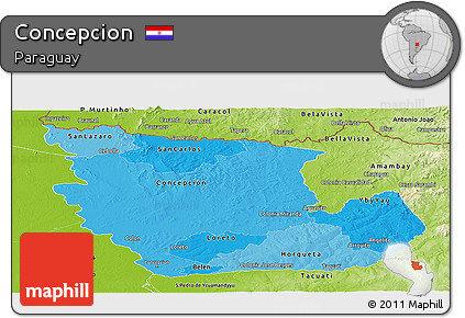 Political Shades Panoramic Map of Concepcion, physical outside