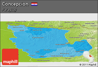 Political Shades Panoramic Map of Concepcion, physical outside