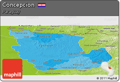 Political Shades Panoramic Map of Concepcion, physical outside
