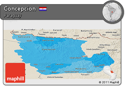 Political Shades Panoramic Map of Concepcion, shaded relief outside