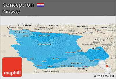 Political Shades Panoramic Map of Concepcion, shaded relief outside
