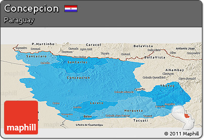 Political Shades Panoramic Map of Concepcion, shaded relief outside