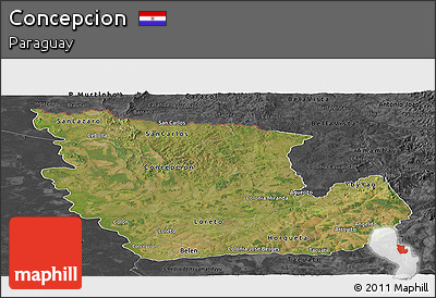 Satellite Panoramic Map of Concepcion, darken, desaturated