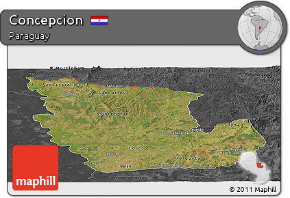 Satellite Panoramic Map of Concepcion, darken, desaturated