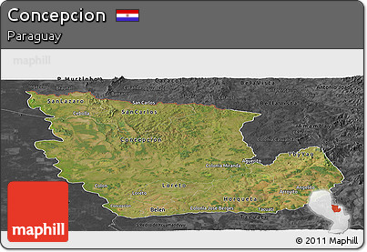 Satellite Panoramic Map of Concepcion, darken, desaturated