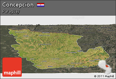 Satellite Panoramic Map of Concepcion, darken, semi-desaturated