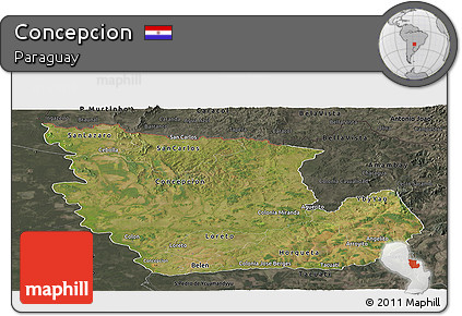 Satellite Panoramic Map of Concepcion, darken, semi-desaturated
