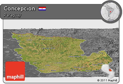 Satellite Panoramic Map of Concepcion, desaturated