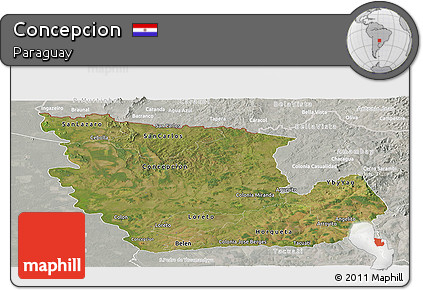 Satellite Panoramic Map of Concepcion, lighten, semi-desaturated