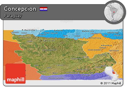 Satellite Panoramic Map of Concepcion, political shades outside