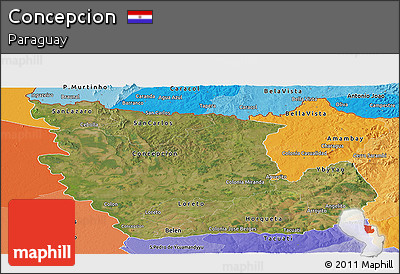 Satellite Panoramic Map of Concepcion, political shades outside