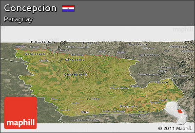 Satellite Panoramic Map of Concepcion, semi-desaturated