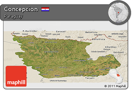 Satellite Panoramic Map of Concepcion, shaded relief outside