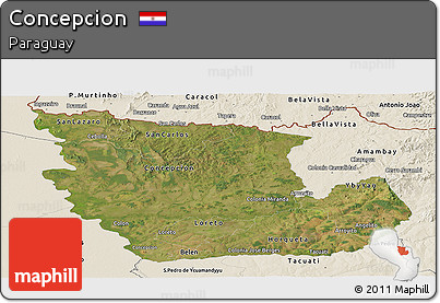 Satellite Panoramic Map of Concepcion, shaded relief outside