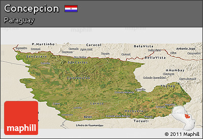 Satellite Panoramic Map of Concepcion, shaded relief outside