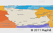 Shaded Relief Panoramic Map of Concepcion, political shades outside