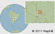 Savanna Style Location Map of Yby Yau, hill shading